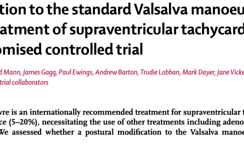 Lancet：憋气并抬高双腿：能有效终止室上速（REVERT试验）
