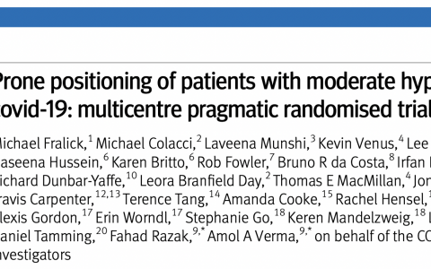 BMJ: 合并中度低氧血症的新冠肺炎患者实施俯卧位
