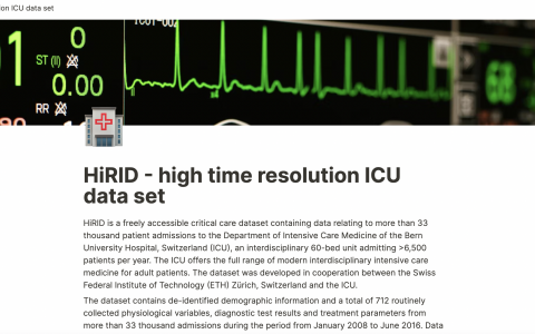 ICU数据库：HiRID