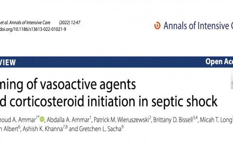 Ann Intensive Care:脓毒性休克中血管活性药物和激素起始的时机