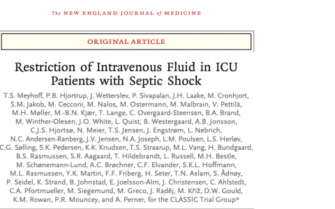 NEJM：脓毒症患者ICU输液的限制