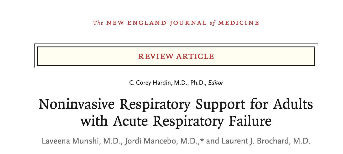NEJM: 成人急性呼吸衰竭患者的无创呼吸支持