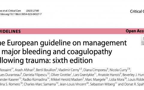 Critical Care：欧洲创伤后大出血和凝血病管理指南（第6版）