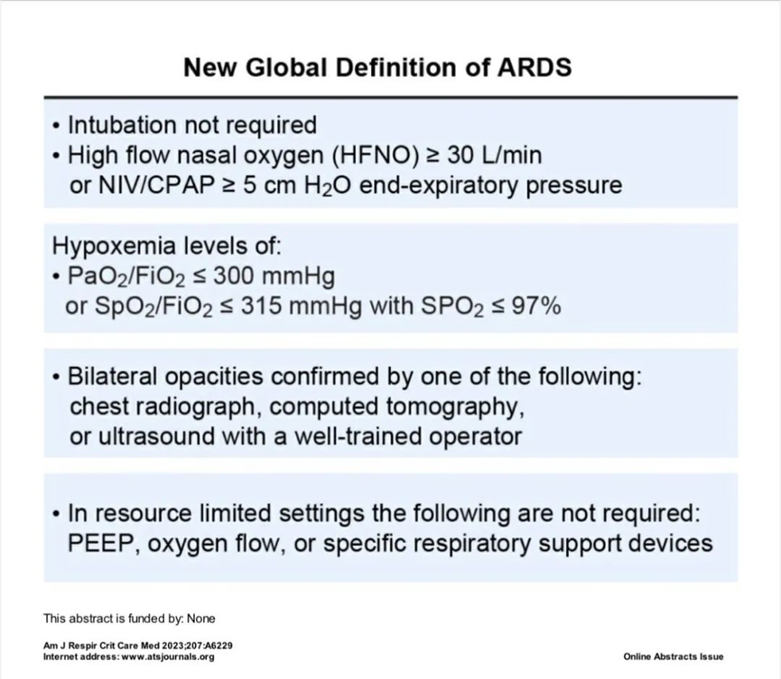 急性呼吸窘迫综合征（ARDS）全球新定义