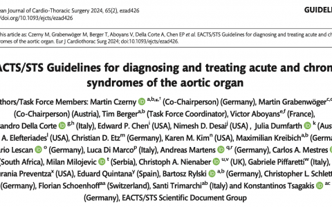 EACTS/STS指南：EACTS/STS Guidelines for diagnosing and treating acute and chronic syndromes of the aortic organ