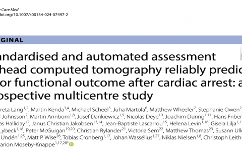 ICM:头部计算机断层扫描的标准化自动评估可可靠预测心脏骤停后的不良功能预后：一项前瞻性多中心研究