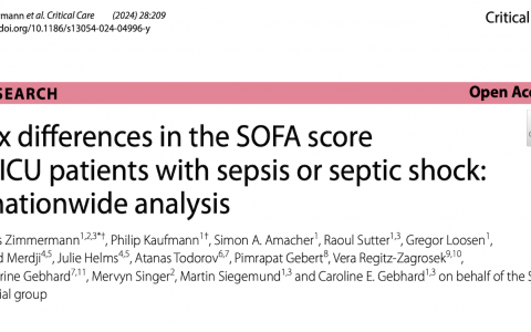 CC：ICU中患有脓毒症或脓毒性休克患者性别在SOFA评分上的差异：一项全国性分析