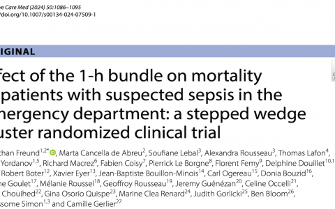 ICM:1小时集束化治疗方案对急诊疑似脓毒症患者死亡率影响:一项阶梯楔形随机临床试验