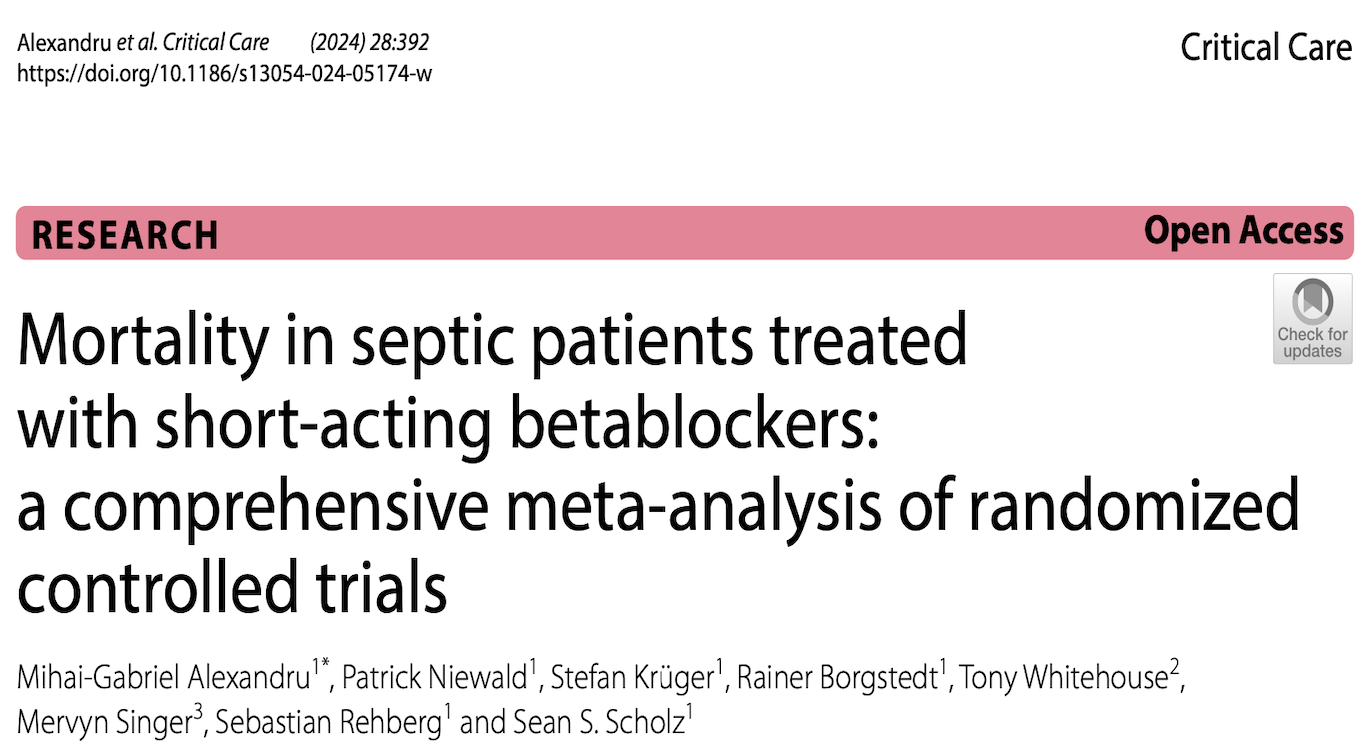 CC:接受短效β受体阻滞剂治疗的脓毒症患者的死亡率：一项全面的随机对照试验的荟萃分析