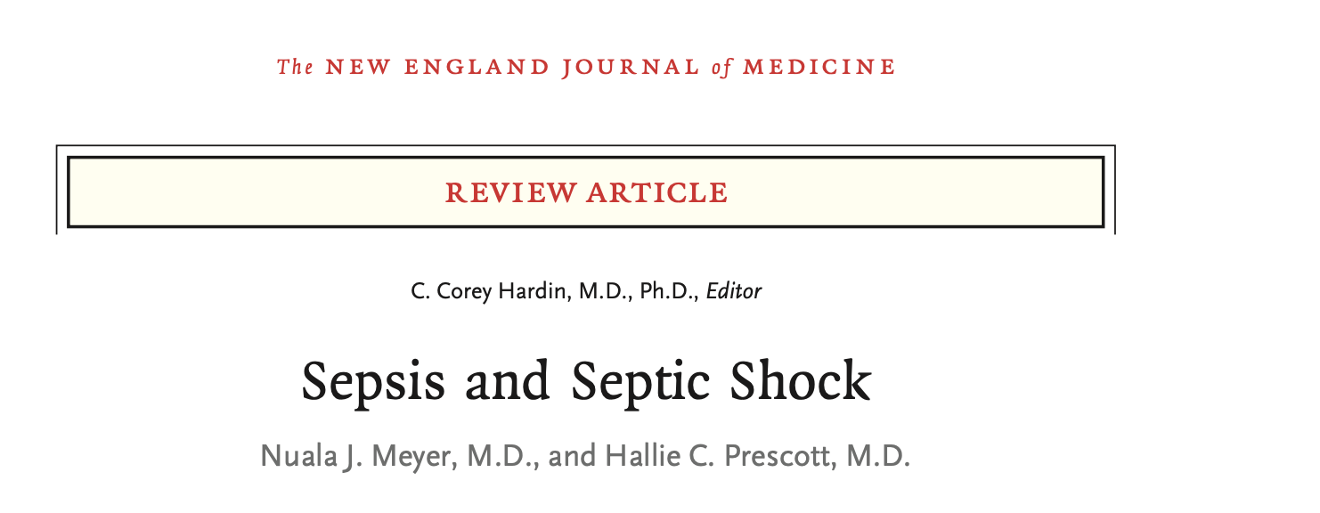 NEJM:脓毒症和脓毒性休克