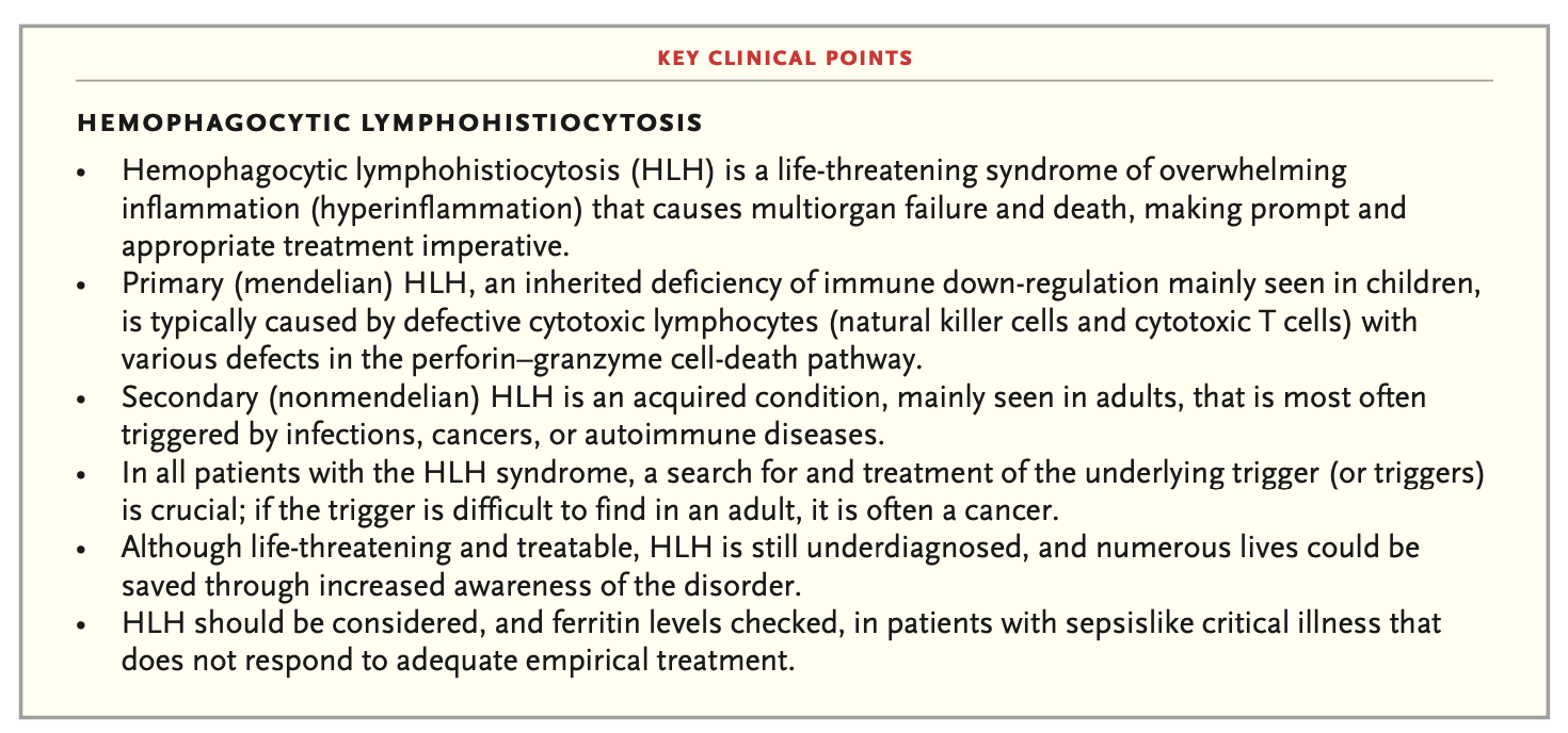 NEJM:噬血细胞综合征