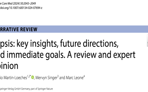 ICM：脓毒症：关键见解、未来方向和即时目标