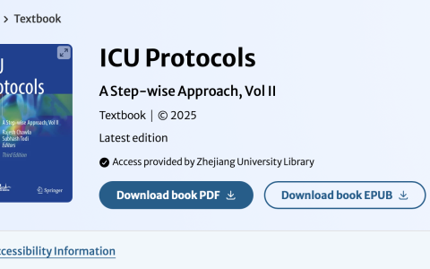 书籍分享：ICU Protocols（2025）
