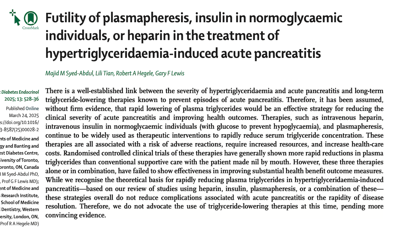 Lancet Diabetes Endocrinollancet：高甘油三酯性胰腺炎——降不降脂？