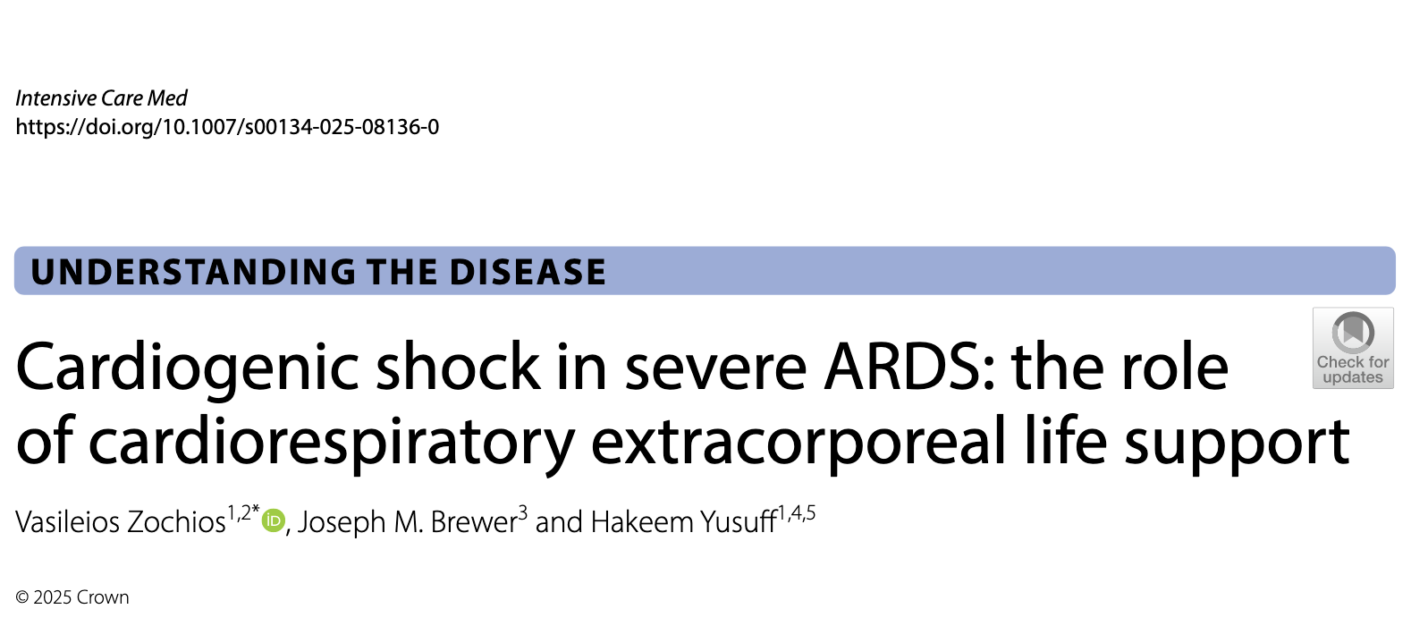 ICM:严重急性呼吸窘迫综合征中的心源性休克：心肺体外生命支持的作用