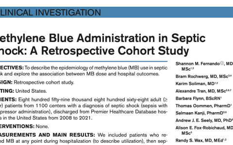 CCM:脓毒性休克中亚甲蓝的应用：一项回顾性队列研究