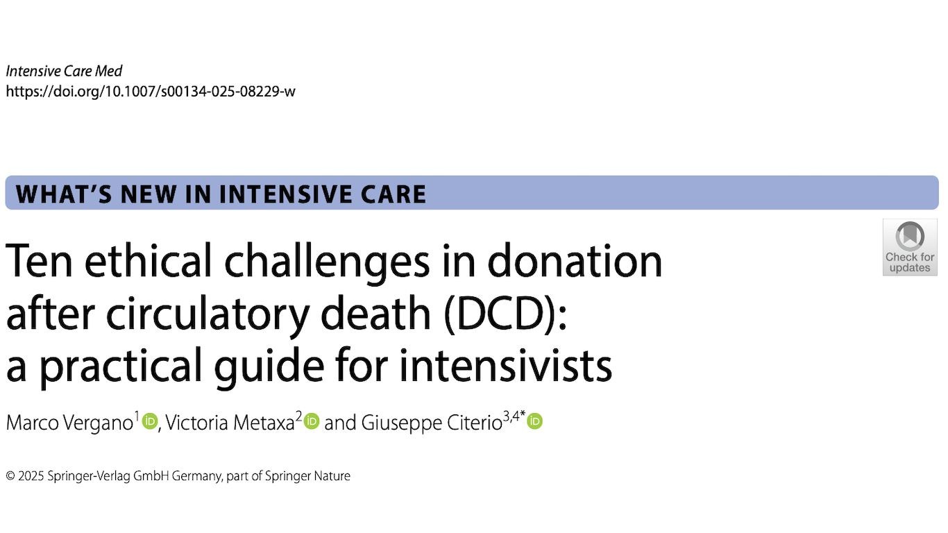 ICM:循环性死亡后捐献（DCD）中的十大伦理挑战：重症医师实用指南