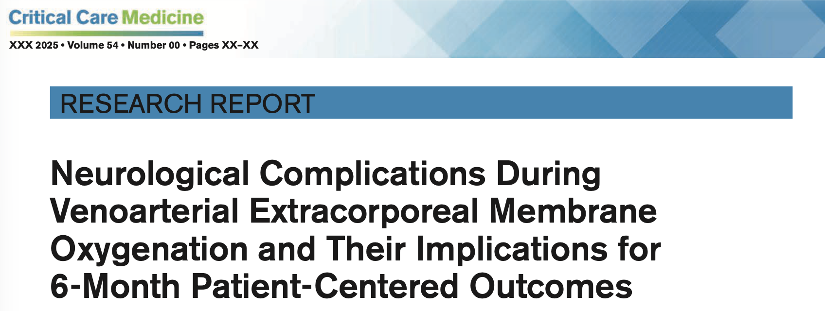 CCM:静脉-动脉体外膜肺氧合期间的神经系统并发症及其对6个月以患者为中心结局的影响