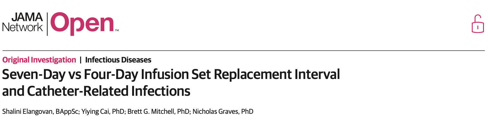 JAMA：七天与四天更换输液器间隔及导管相关感染的比较