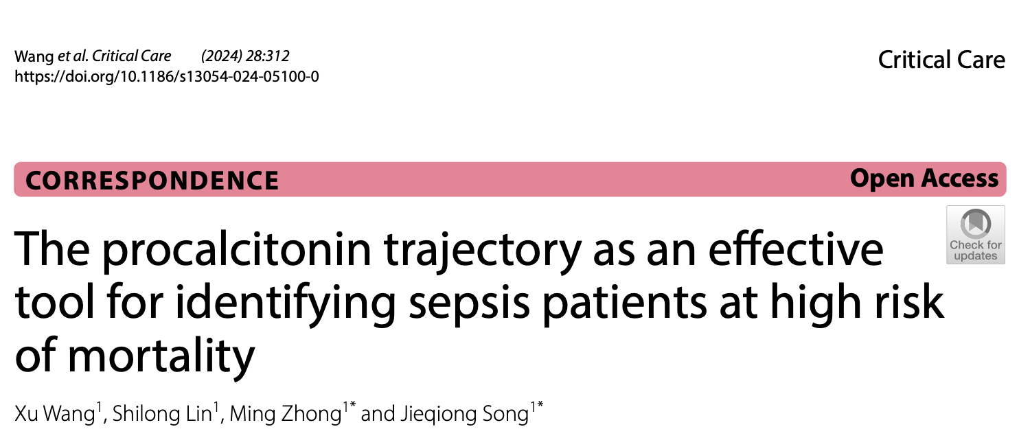 CC:降钙素原轨迹作为识别高死亡风险脓毒症患者的有效工具