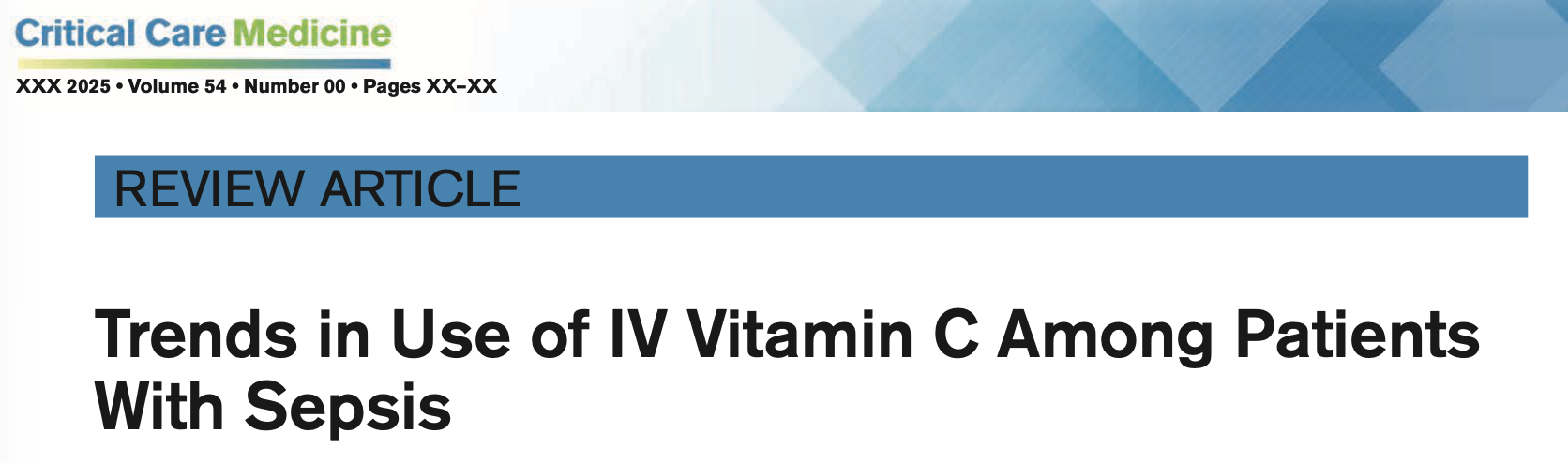 CCM:脓毒症患者中静脉注射维生素C使用趋势