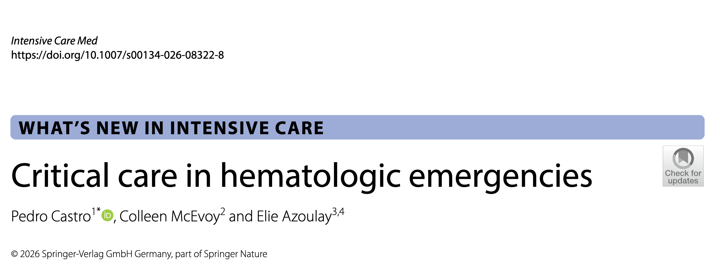 ICM:血液急诊的重症监护
