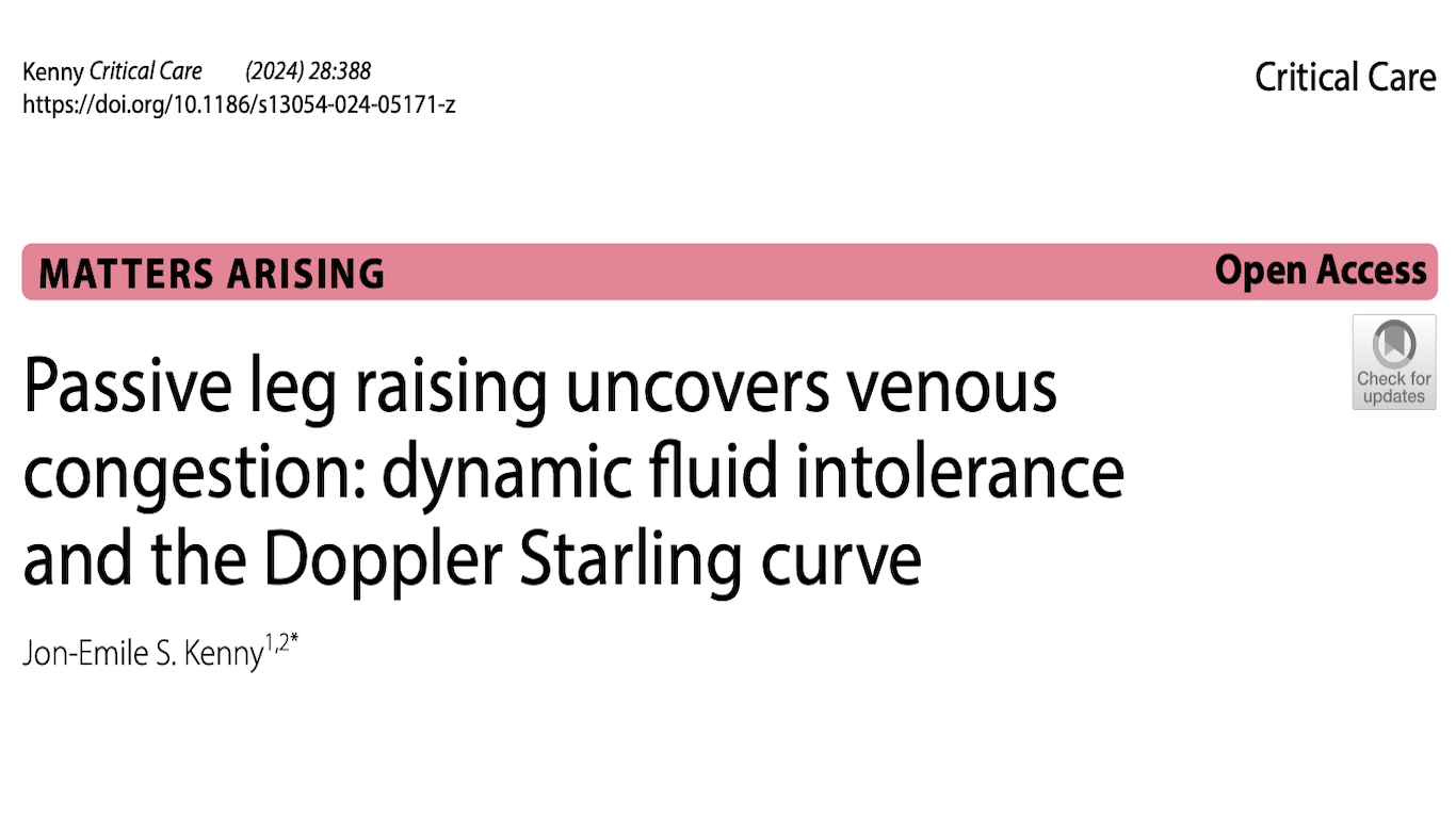 CC:被动抬腿试验揭示静脉淤血：动态液体不耐受与多普勒Starling曲线